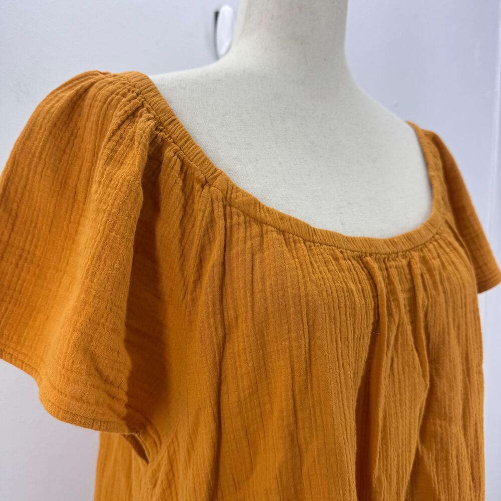 NWT Wonderly Cotton Gauze Flutter Sleeve Raglan Dress Plus 1X Beachy Coastal - Picture 2 of 9